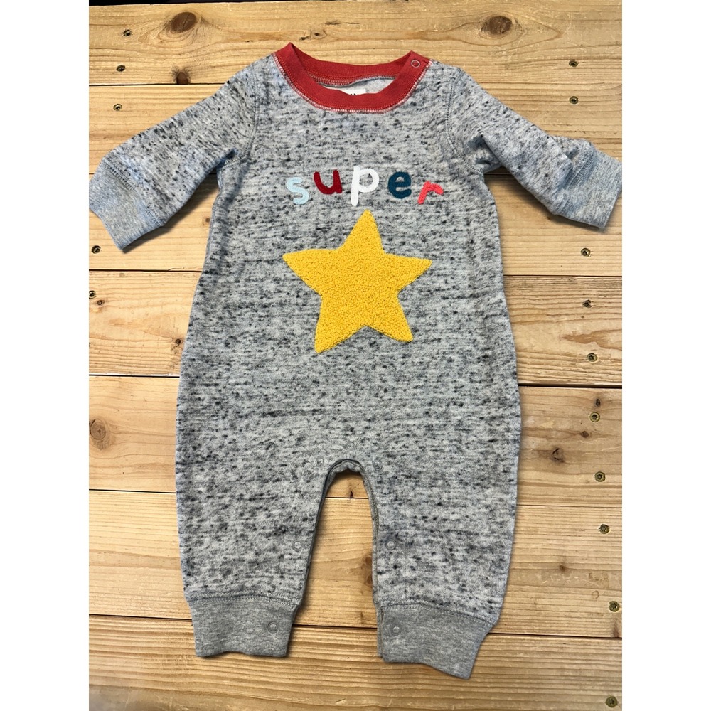 Baby GAP Super‎ Star Gray One-Piece Jumpsuit Romper Infant 0-3 Months
